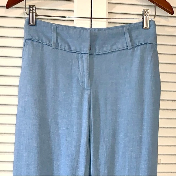 Linen wide leg Trousers Pants light blue Women’s size 2 - Picture 5 of 8